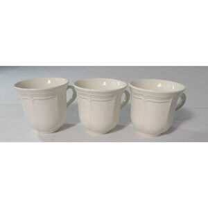 Vtg Mikasa French Countryside Mugs Coffee Cups F9000 White Set of 3